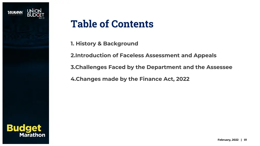 table of contents