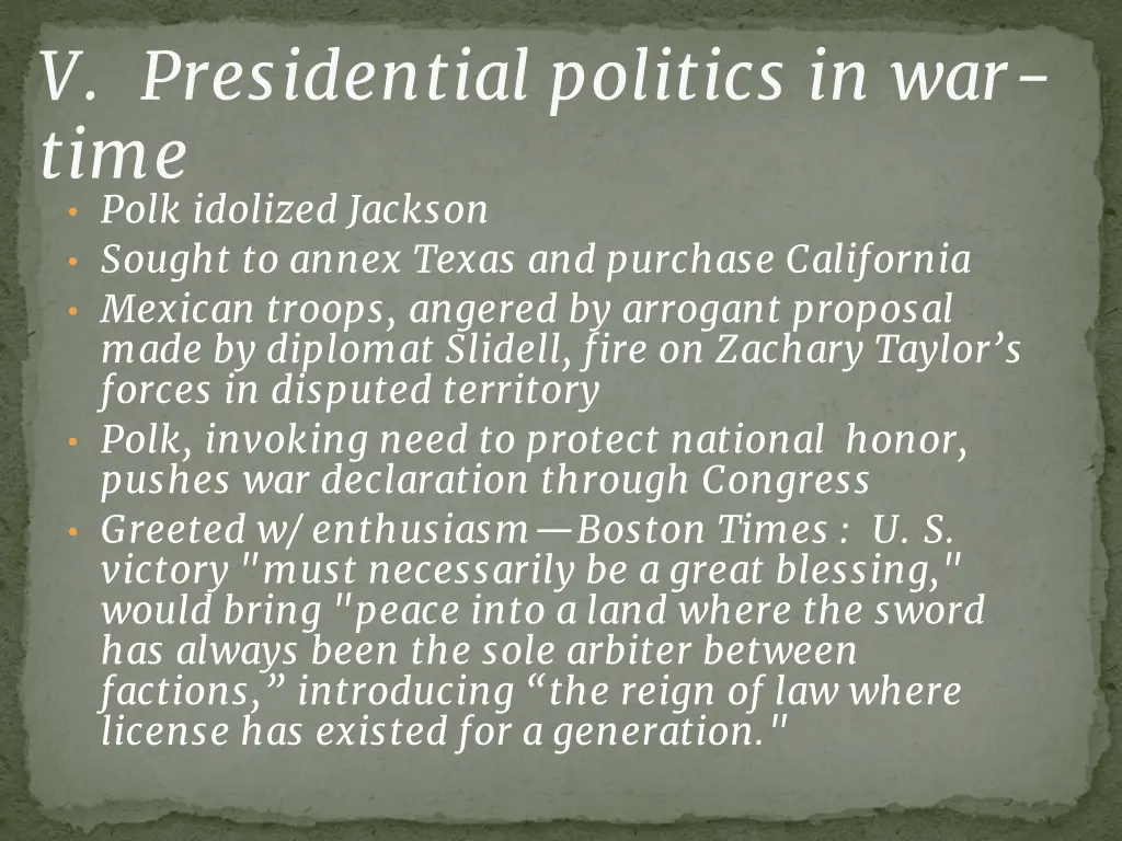 v presidential politics in war time