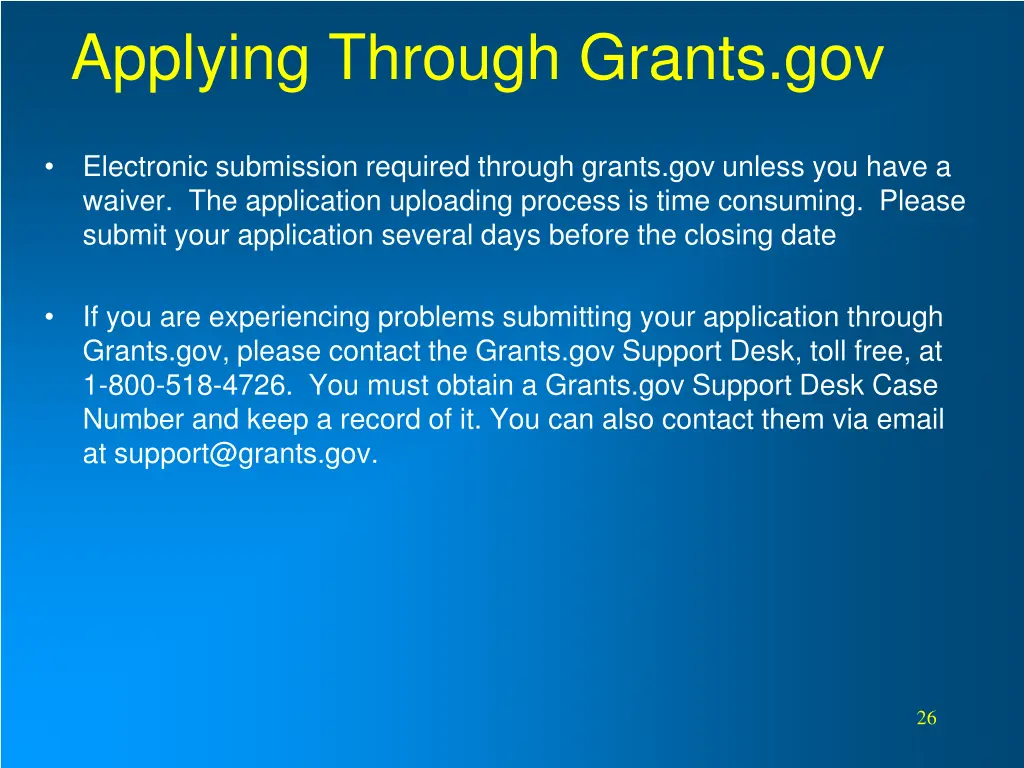 applying through grants gov