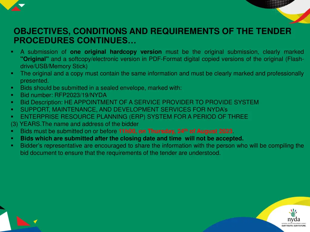 objectives conditions and requirements