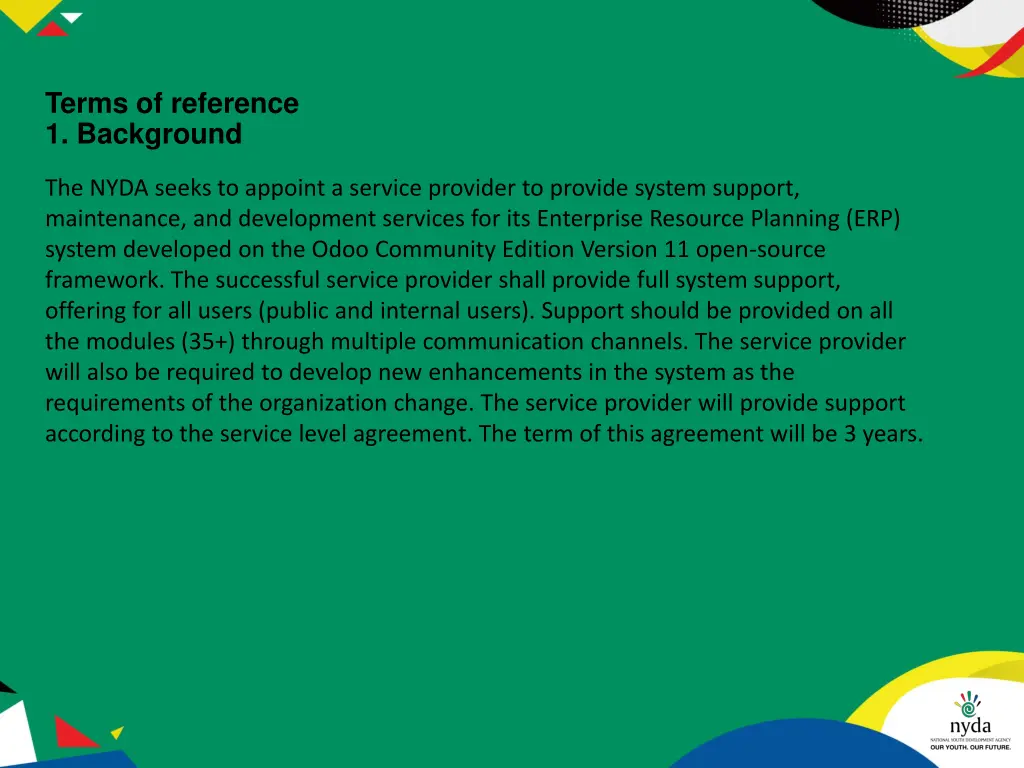 terms of reference 1 background