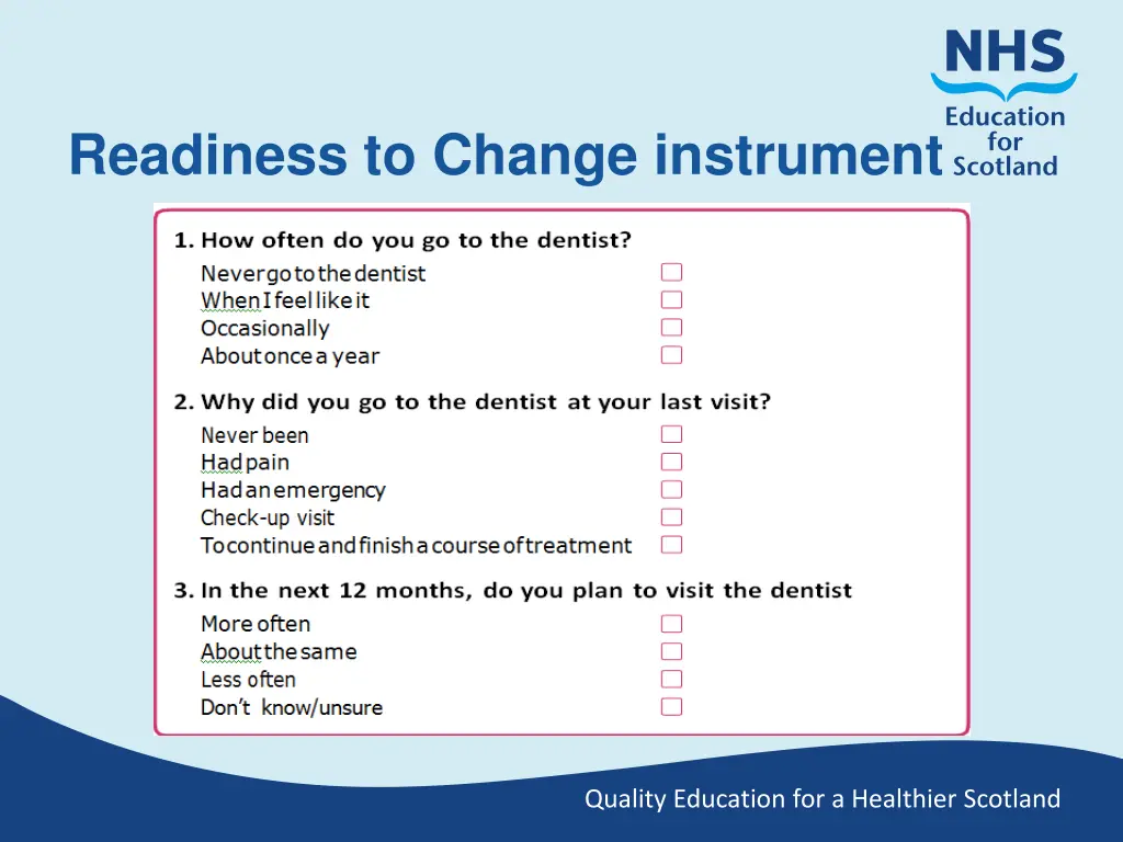 readiness to change instrument