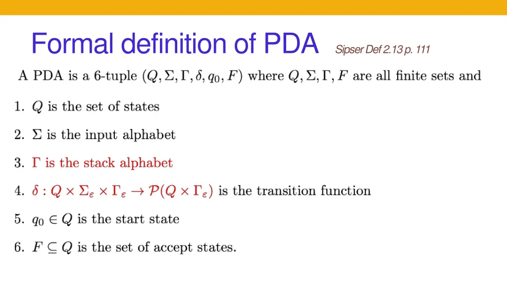 formal definition of pda sipser def 2 13 p 111