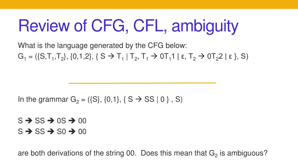 review of cfg cfl ambiguity