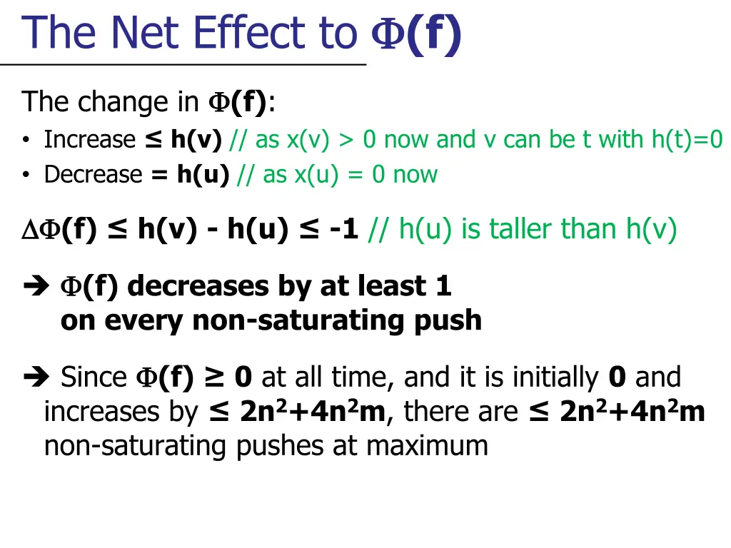 the net effect to f