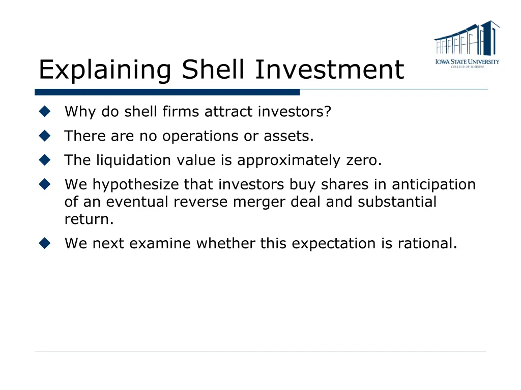 explaining shell investment