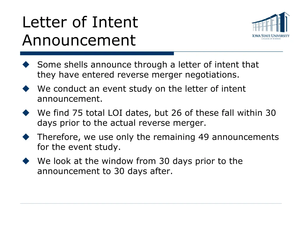 letter of intent announcement