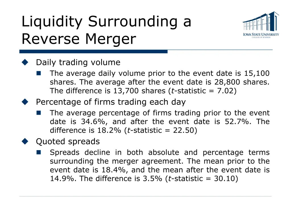 liquidity surrounding a reverse merger