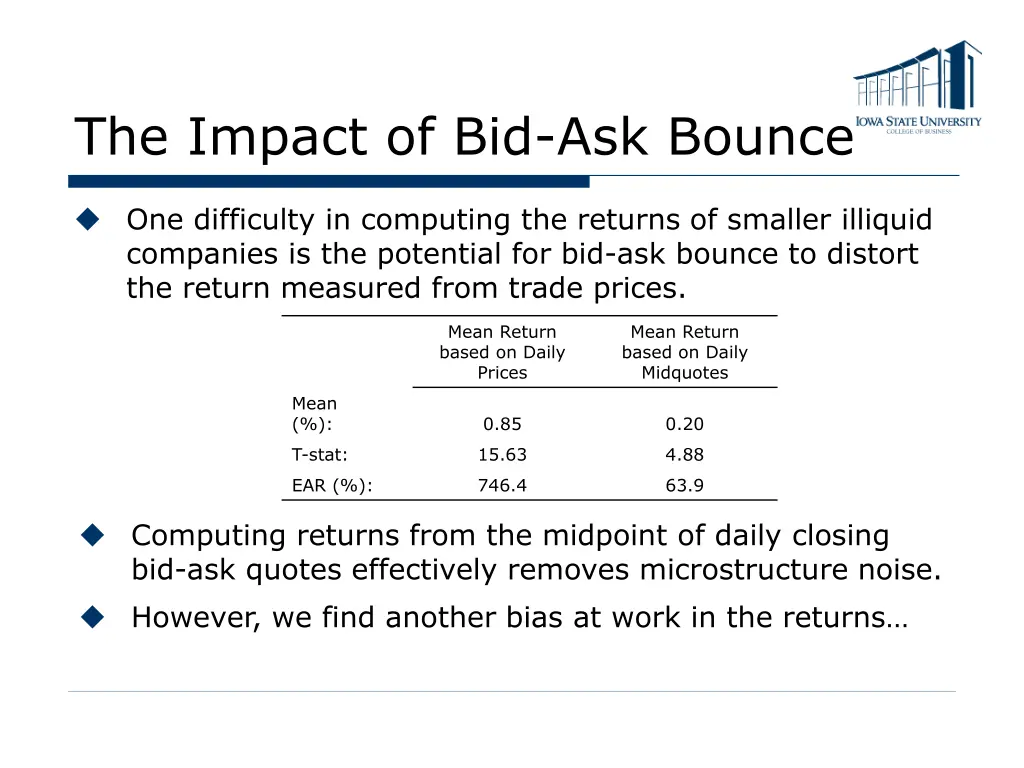 the impact of bid ask bounce
