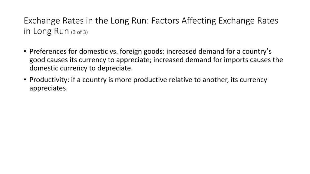 exchange rates in the long run factors affecting 2