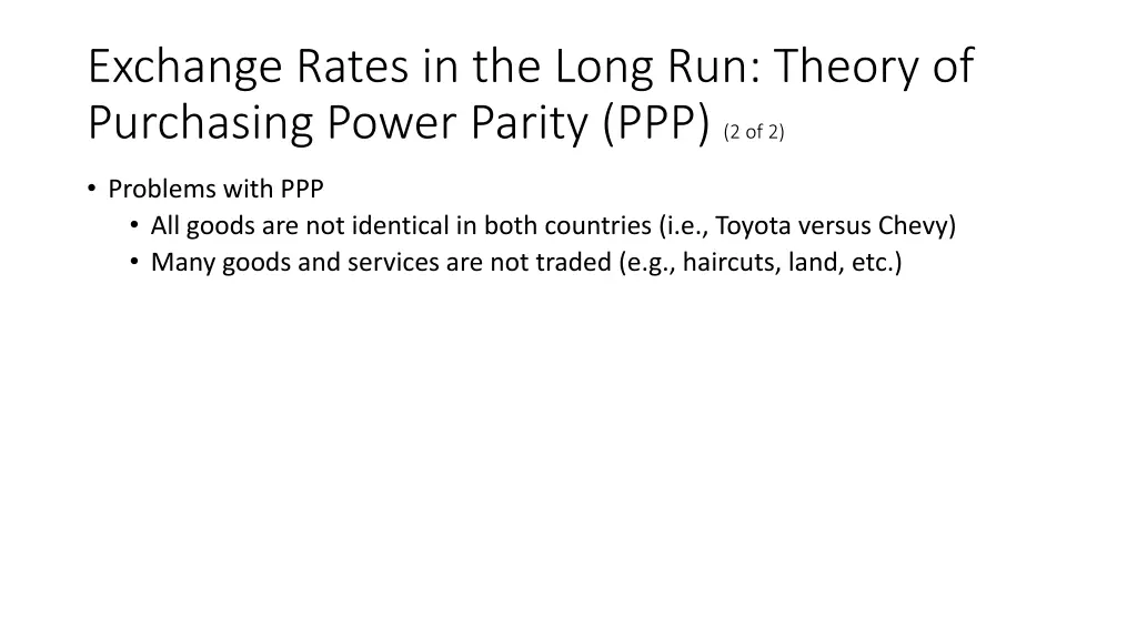 exchange rates in the long run theory 1