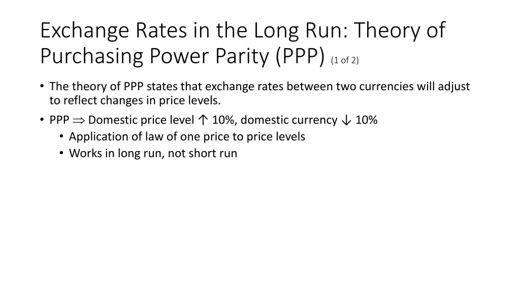 exchange rates in the long run theory