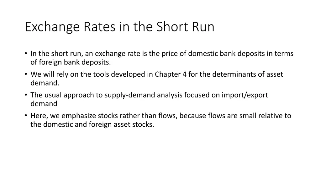 exchange rates in the short run