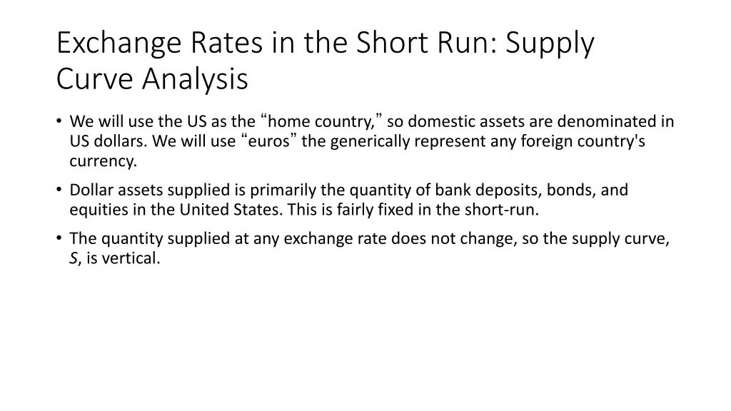 exchange rates in the short run supply curve