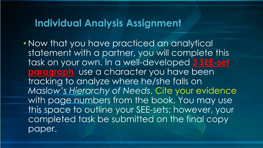 individual analysis assignment