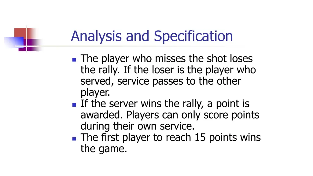 analysis and specification 1