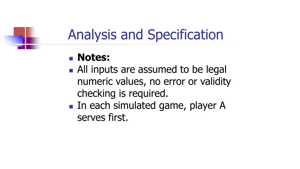 analysis and specification 5