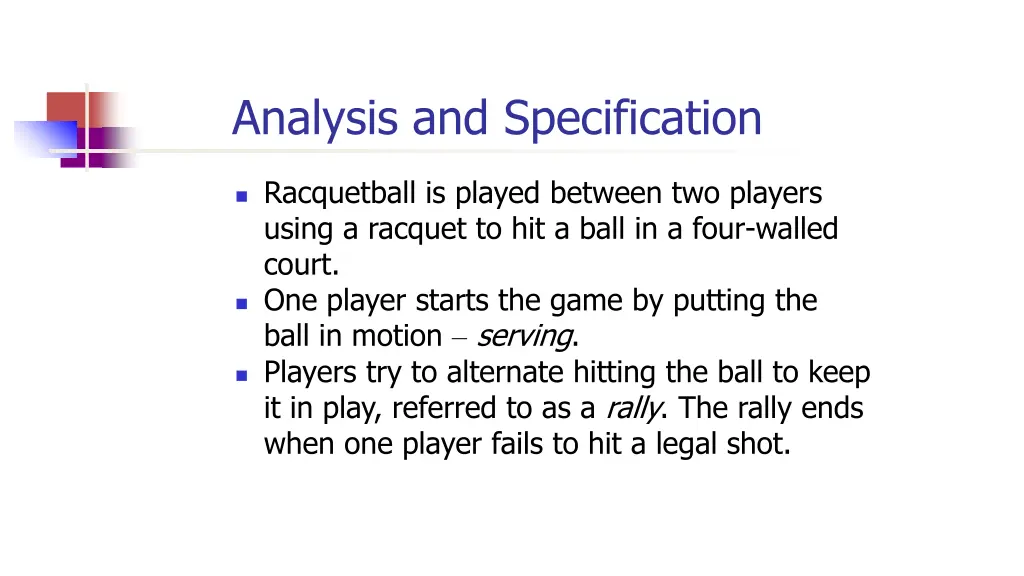 analysis and specification