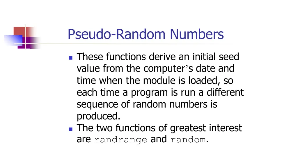 pseudo random numbers 4