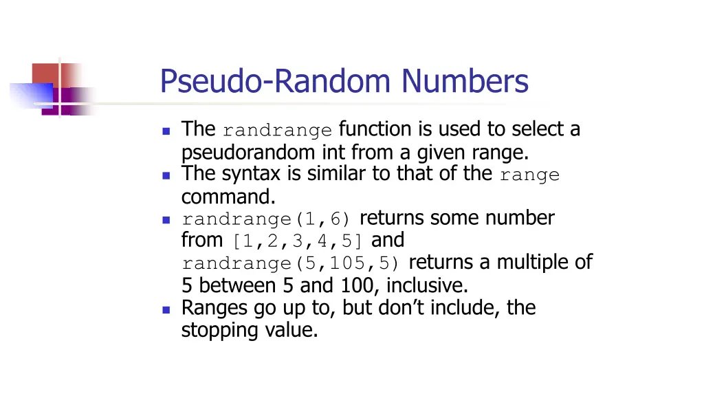 pseudo random numbers 5