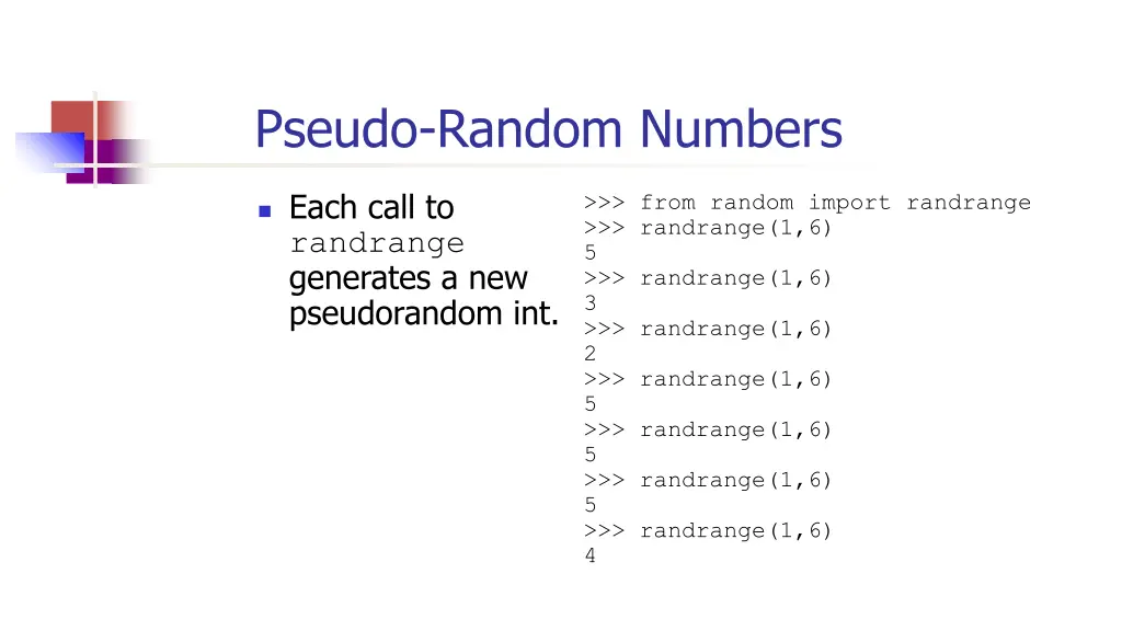 pseudo random numbers 6