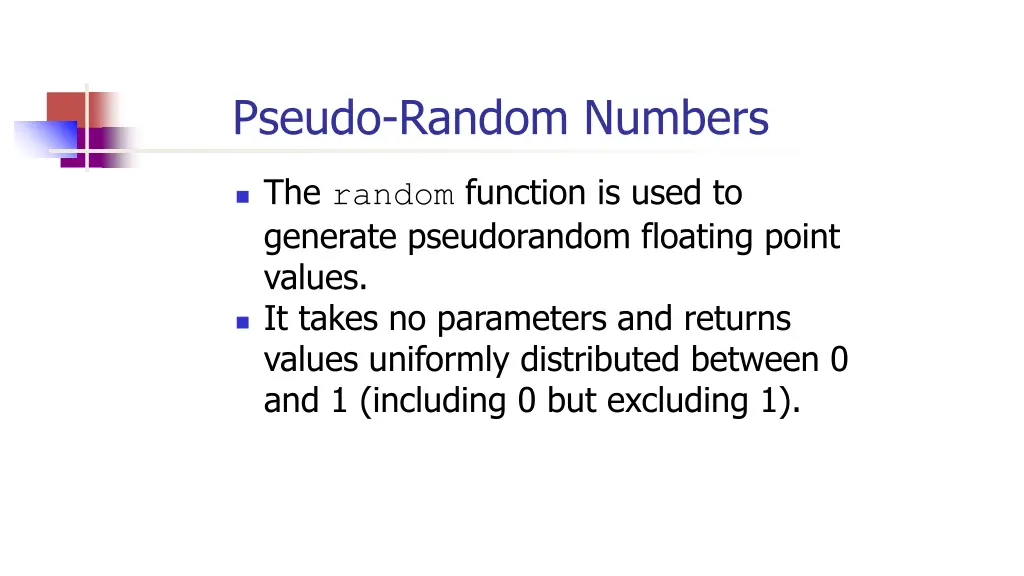 pseudo random numbers 8