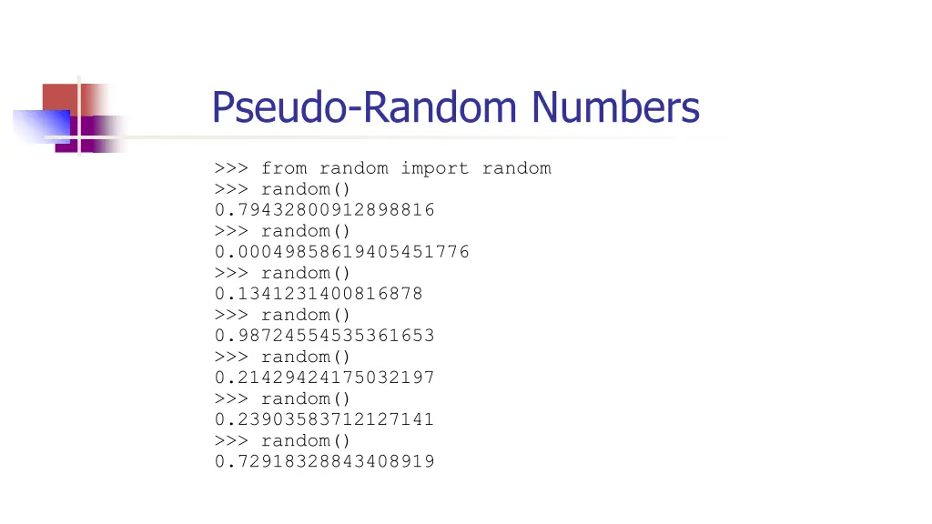 pseudo random numbers 9