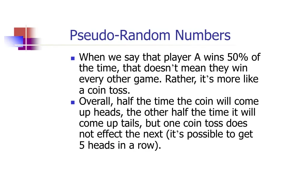 pseudo random numbers