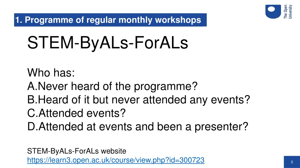 1 programme has been running since 2015