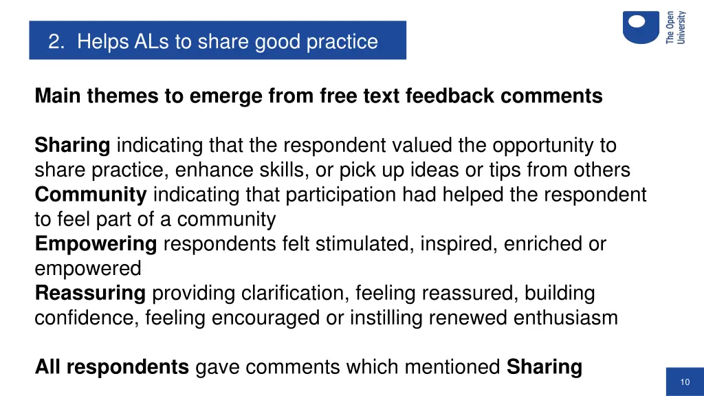 2 helps als to share good practice 1