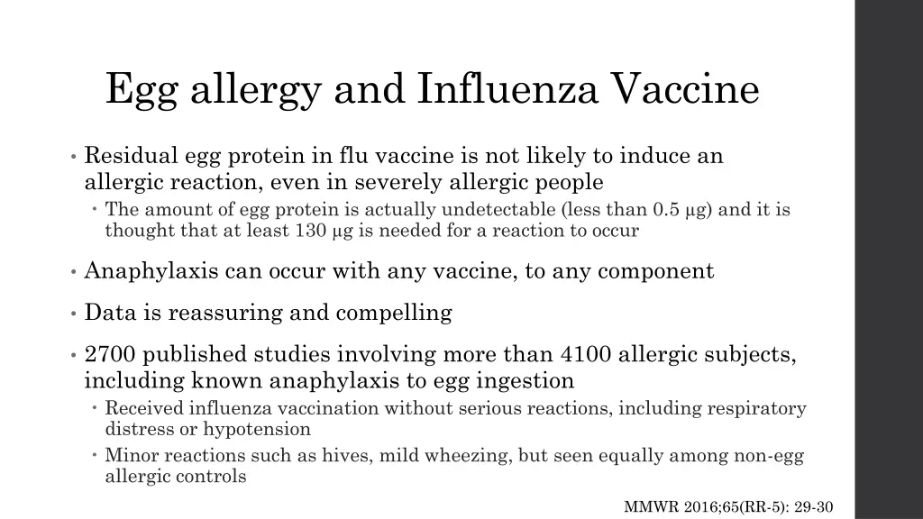 egg allergy and influenza vaccine