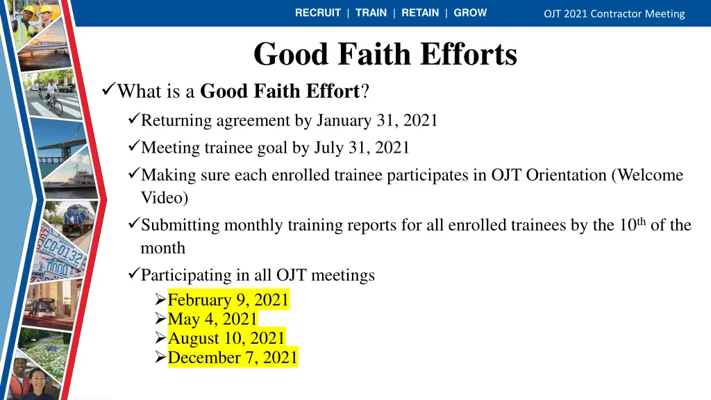 recruit train retain grow good faith efforts