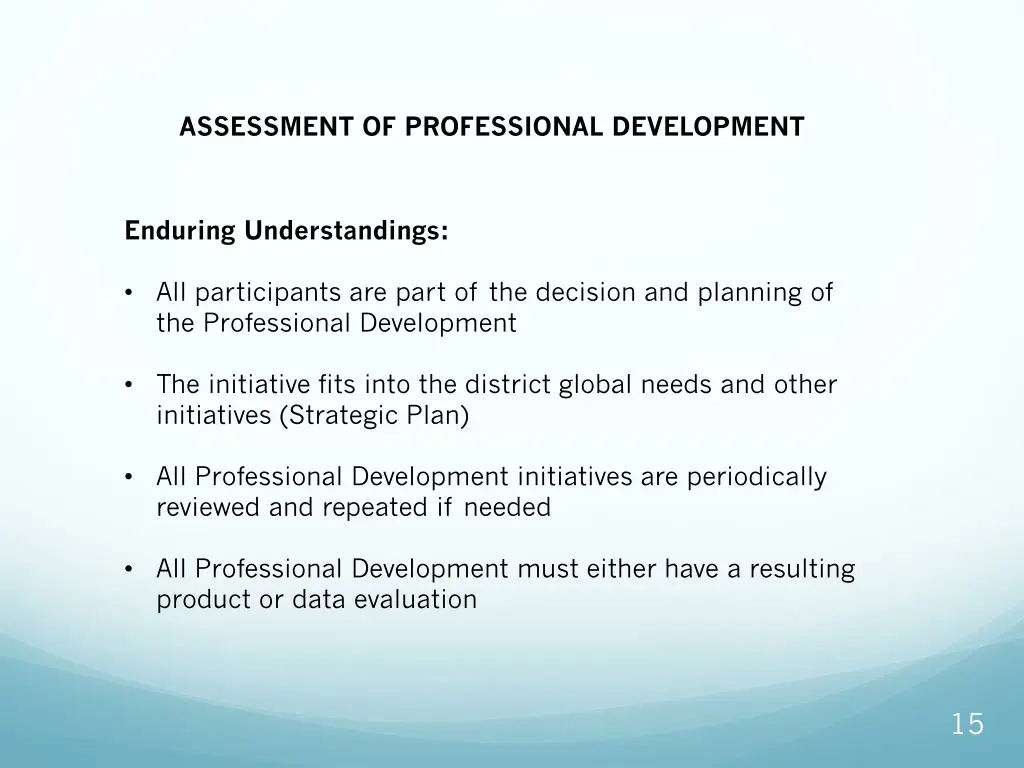 assessment of professional development