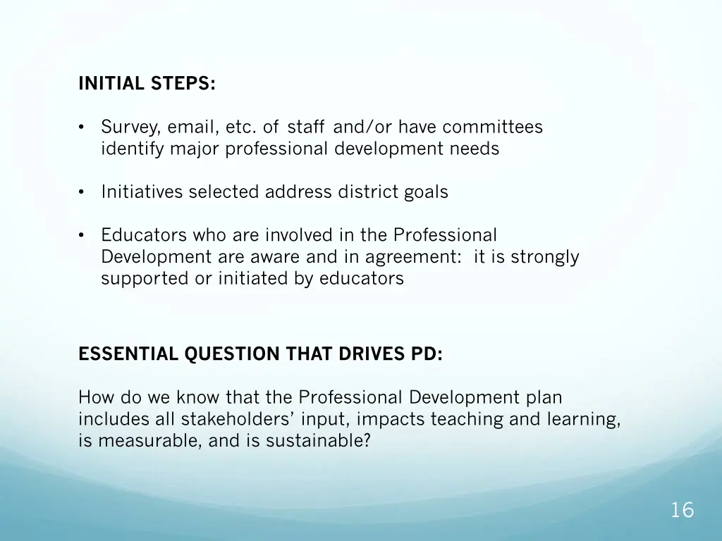 initial steps