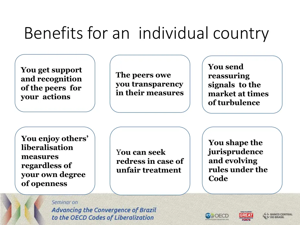 benefits for an individual country