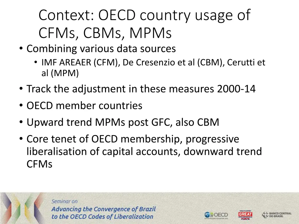 context oecd country usage of cfms cbms mpms