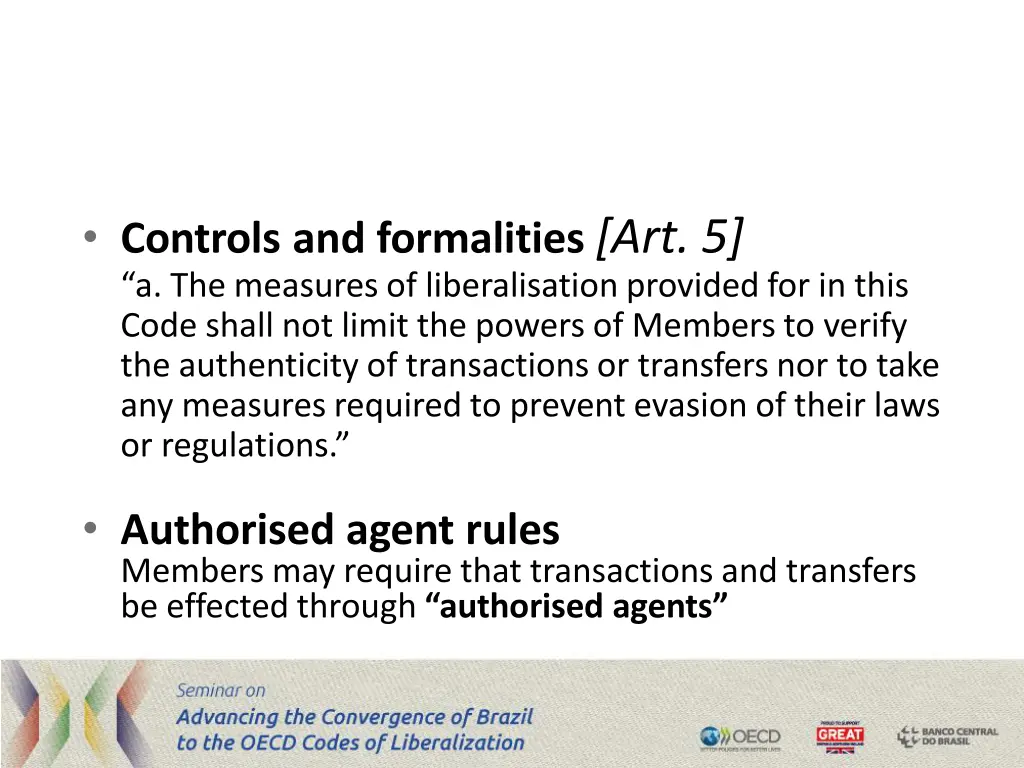 controls and formalities art 5 a the measures