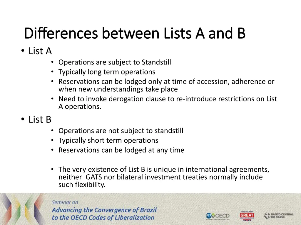 differences between lists a and b differences