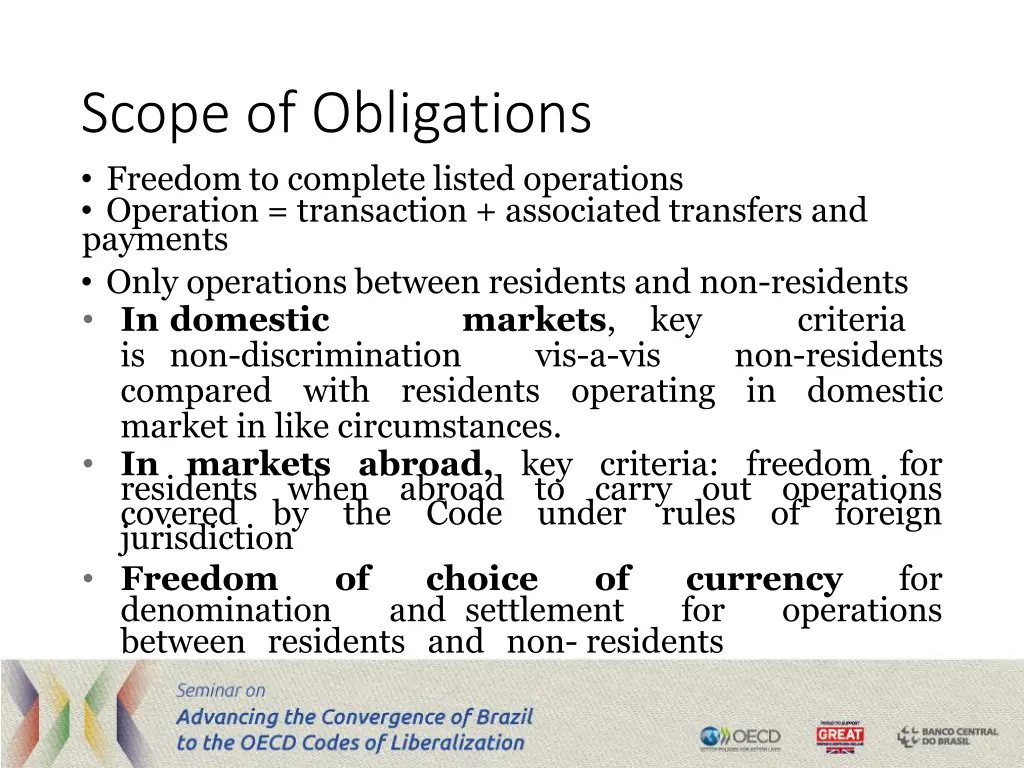 scope of obligations freedom to complete listed