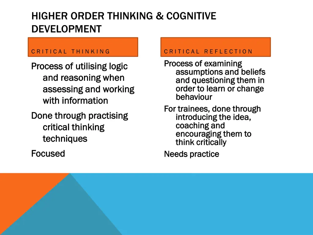 higher order thinking cognitive development