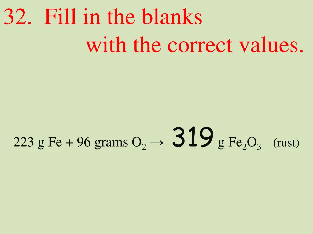 32 fill in the blanks with the correct values