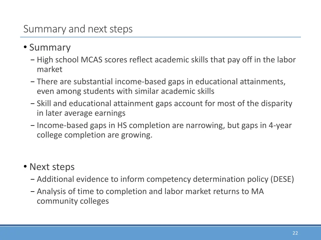 summary and next steps