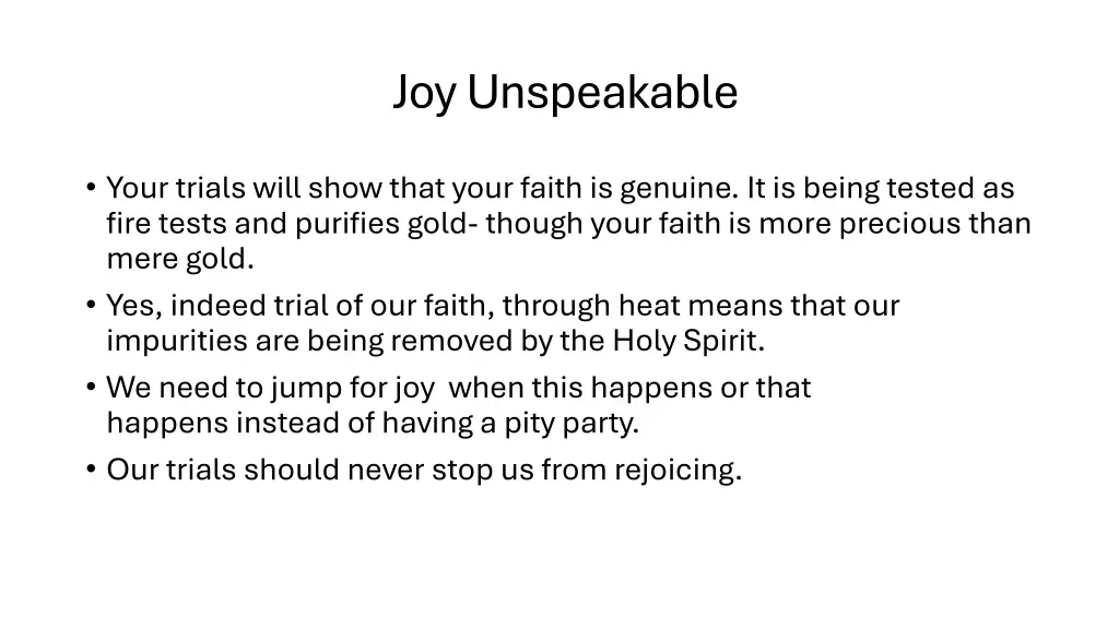 joy unspeakable 2