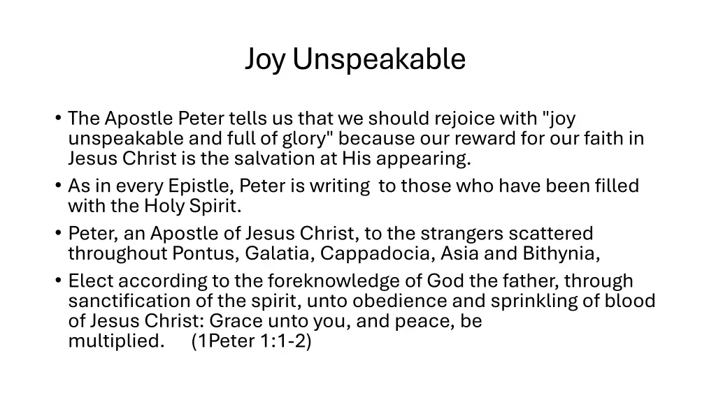 joy unspeakable