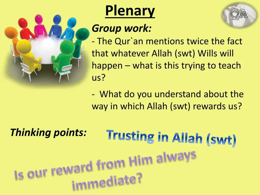 plenary group work the qur an mentions twice
