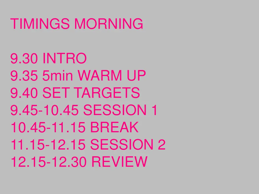 timings morning