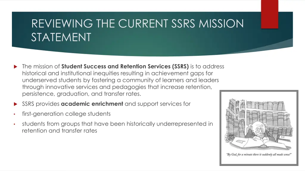 reviewing the current ssrs mission statement