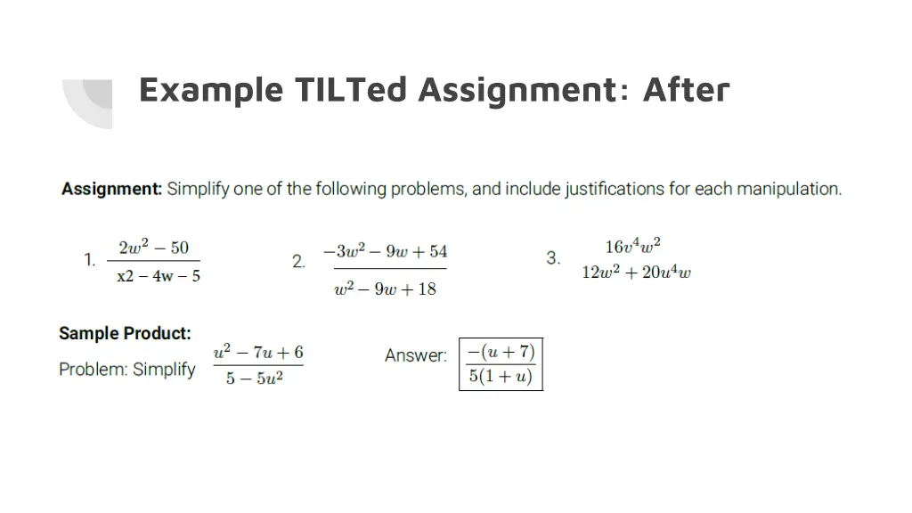 example tilted assignment after 1