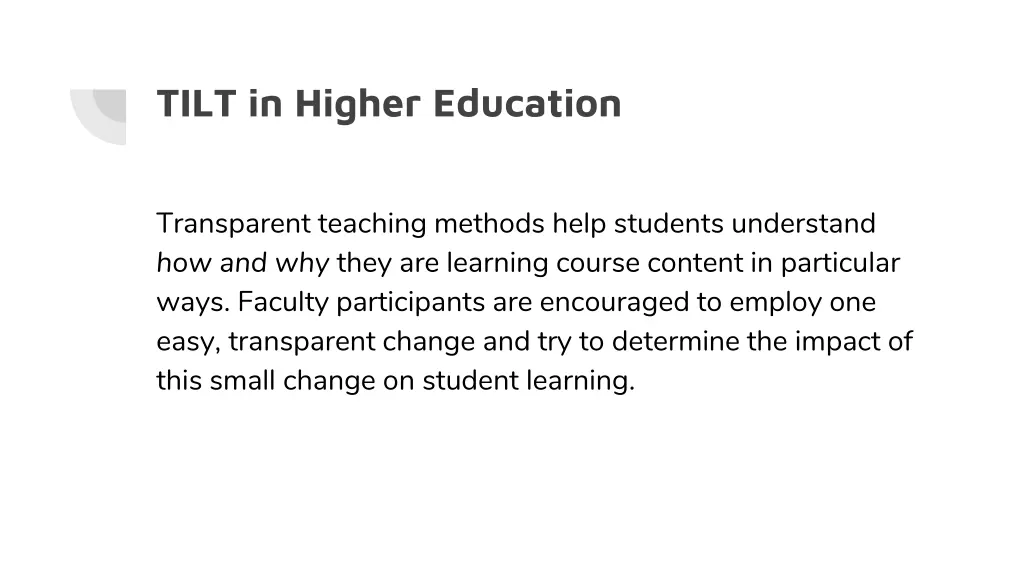 tilt in higher education