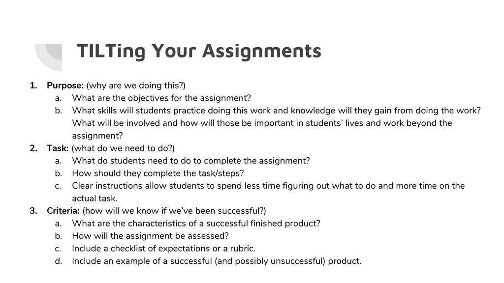 tilting your assignments